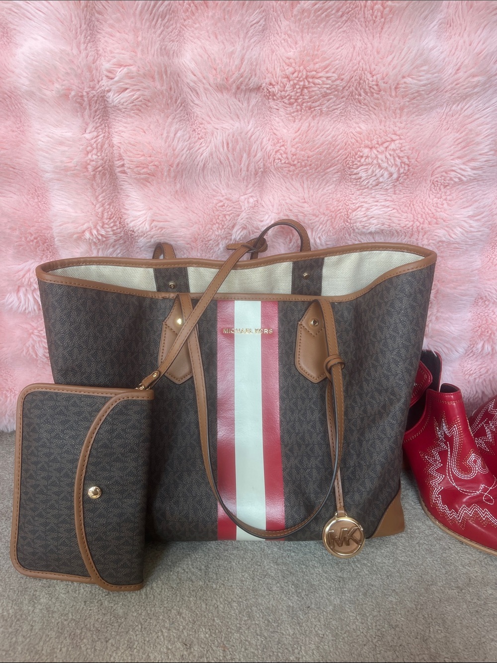 Michael Kors Res Stripe Jet Set Tote